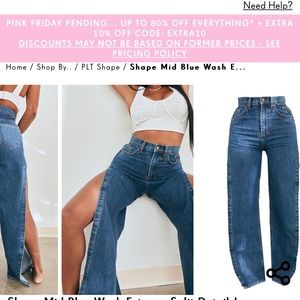 Pretty little things blue denim high waisted with slit jeans. Size 10 nwt